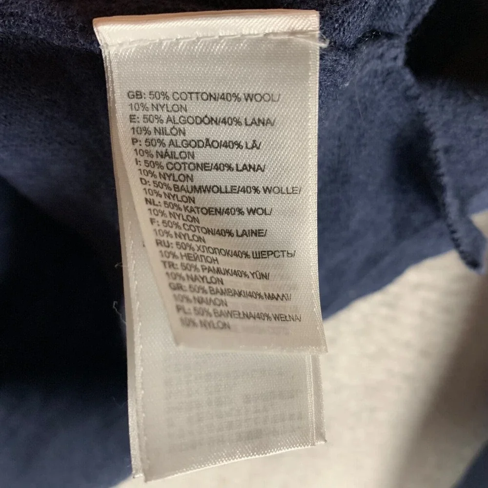 The North Face Men's 1/4 Zip Wool Blend‎ Navy Blue Pullover Knit Sweater Size S